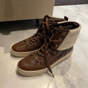 Brown Michael Kors ankle boots.